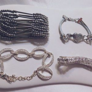 Vintage Silver Tone Bracelets Lot of 4 Bracelets
